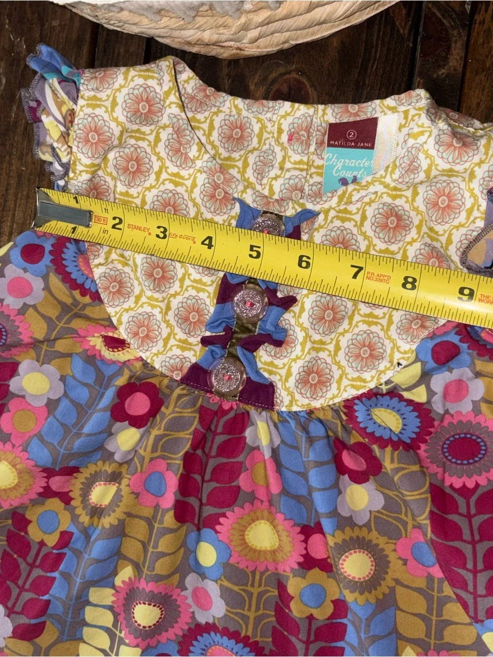 Girls Floral Ruffle Dress in Pink, Yellow & Purple